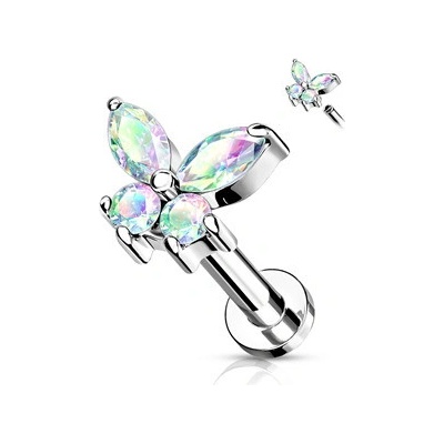 Šperky4U Labreta helix tragus piercing motýlek LB0023AB-1208