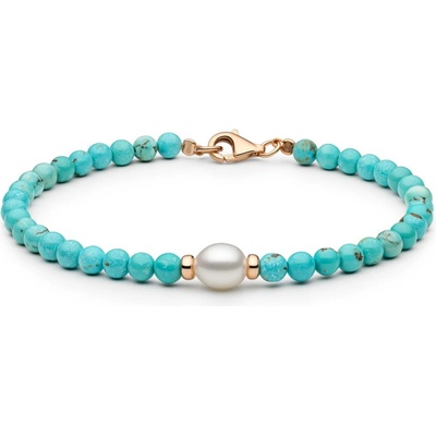 Gaura Pearls Stříbrný náramek s perlou a tyrkysovým howlitem Nina stříbro 925/1000 262-17B/18,5 Tyrkysová 18,5 cm