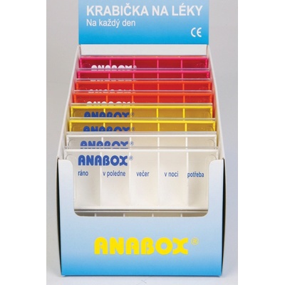 Anabox Dávkovač na léky Denní box barevně rozlišený Žlutá