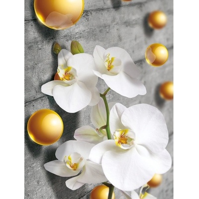 Preinterier Fototapeta panel - PL0637 - 3D gule s orchideou vlies - 206cm x 275cm