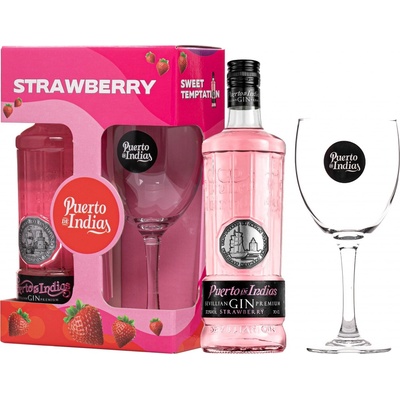 Puerto de Indias Strawberry 37,5% 0,7 l (darčekové balenie 1 pohár)