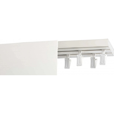 Garnyze-levneCZ Stropní garnýže kolejnicová dvouřadá PVC komplet s krycím čelem 9 cm 4 m