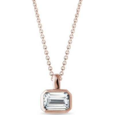 Klenota Náhrdelník s diamantom v bruse emerald v ružovom zlate N1133754