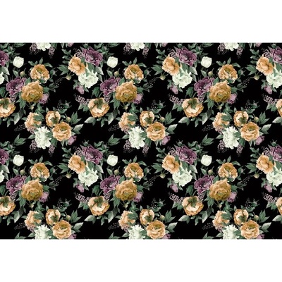 Preinterier FT5434 Fototapeta na stenu Žlté barokové ruže - čierny podklad vlies 152cm x 104cm