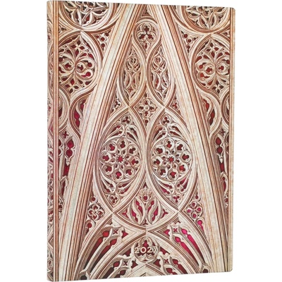 Vault of the Milan Cathedral Burgundy Duomo di Milano Midi 12-Month Softcover Dayplanner Elastic Band Closure Horizontal Paperblanks 2027