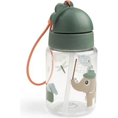 Done by Deer fľaša so slamkou Tiny trails zelená 280 ml