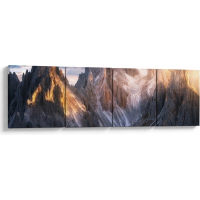 Obraz - Horská panoráma, štvordielne 160x40 cm