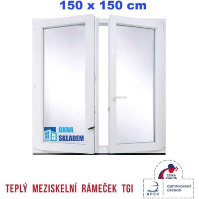 Erkado Plastové okno 1500 x 1500 mm bílé dvoukřídlé bez sloupku (štulp) pravé – Hledejceny.cz