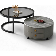 LuxuryForm Design Orion 70 x 70 / 50 x 50 cm sivý / sivý mramor + sklo 2 ks