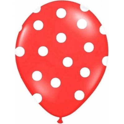 Balónek pastelový červený bílé puntíky