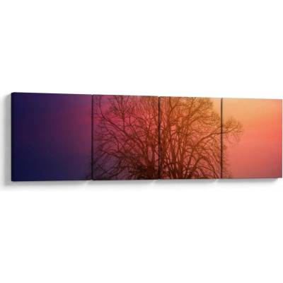 Obraz stromů v mlze, Čtyřdílný 160x40 cm