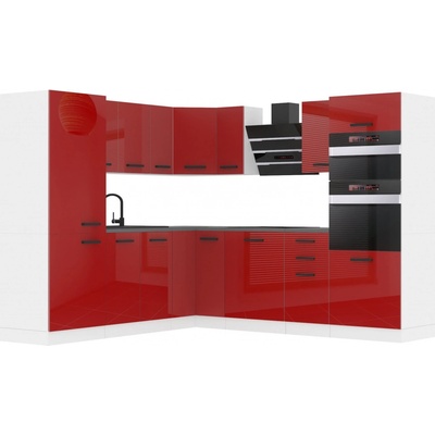Belini B1 Premium Full Version 480 cm červený lesk s pracovní deskou STACY INF STACY/0/WT/R/B/