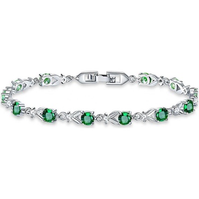 Elanis Jewel Dámský elegantní náramek Adrianna Smaragd Green se zirkony EJ00744