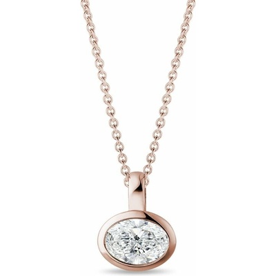 Klenota Náhrdelník s oválnym lab grown diamantom v ružovom zlate N1132754