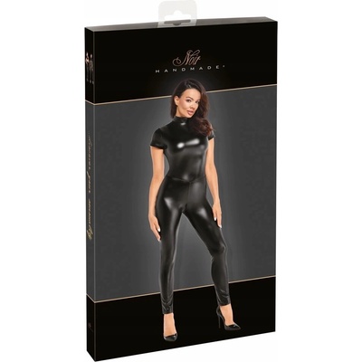 Noir Handmade Powerwetlook Jumpsuit with Short Sleeves 2730715 Black