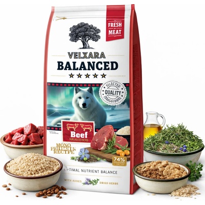 Velxara Balanced FM Dog Adult Monoprotein Beef & Rice 12 kg