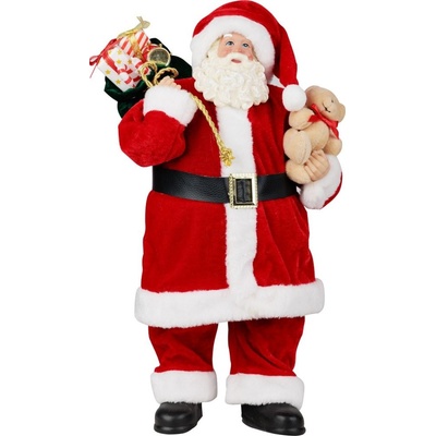 Strend Pro Dekorace MagicHome Santa s dárky a medvídkem červený 46 cm ST8091685 – Hledejceny.cz