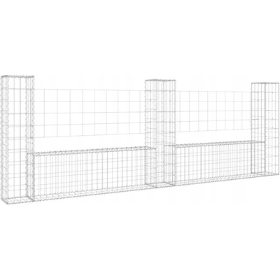 zahrada-XL Gabionový koš ve tvaru U se 3 sloupky železo 260 x 20 x 100 cm