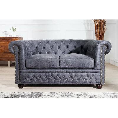 LuxD Dvousedačka Chesterfield Vintage šedá