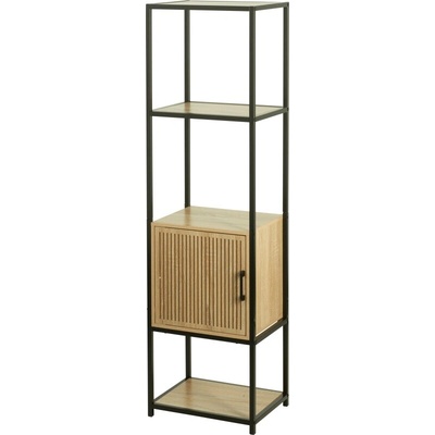 H & S COLLECTION Regál s policemi a skříňkou 153x43x33 cm černá/dřevo KO-NB1510590