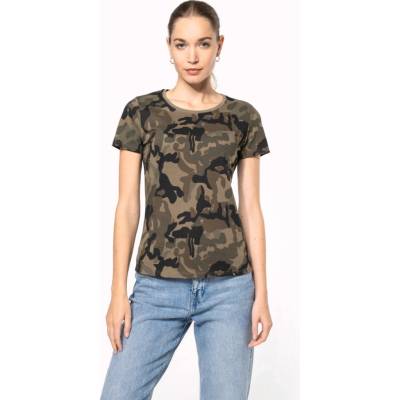 MFH Dámske tričko US 2116 Camo woodland