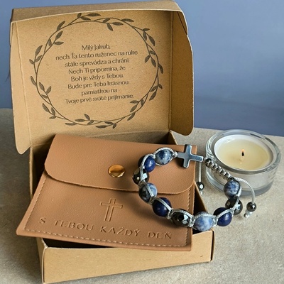 Marole Růženec na ruku pro chlapce (Lapis Lazuli, Sodalit, Hematit) Bez gravírování 52855168893256