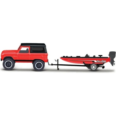 Bronco Maisto Design Tow+Go 1966 Ford & Trailer w/ Bass Boast 1:64