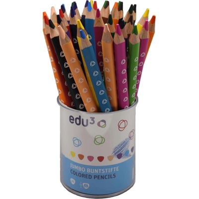 Edu3 Jumbo trojhranné pastelky P36 tuha 5 mm 12 barev v kelímku