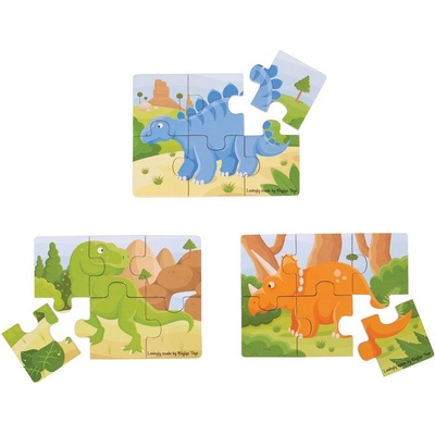 Bigjigs Dřevěné Dinosauři 3 x 6 dílků