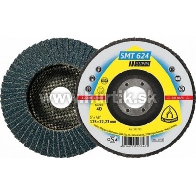 KLINGSPOR Tanier lamelový 125x22,2 Z 40 / SMT624 - vydutý* (oceľ, nerez)