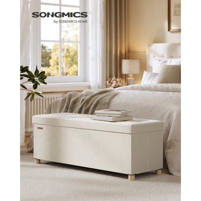 SONGMICS Taburet s úložným prostorem 112 l 38 x 110 x 40 cm béžová