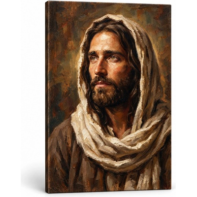 ARTMIE Portrét Ježíše Krista na plátně – s ručně malovanými detaily - 40 x 60 cm