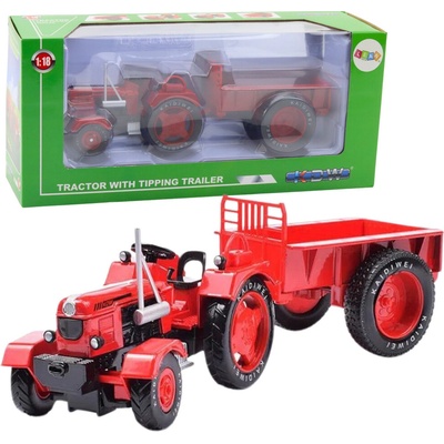 LEAN TOYS Kovový červený traktor 1:18