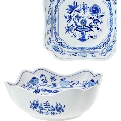 Český porcelán Dubí Mísa salátová čtyřhranná vysoká cibulák 24 cm