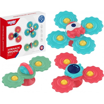 Woopie Baby Spinning Teether Spinner s přísavkou Sada 3 ks
