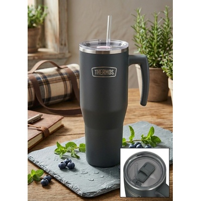 Thermos Refreshing termohrnček s madlom a slamkou 850 ml matne čierna