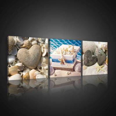 Consalnet Obraz na plátně: Na pláži - set 3ks 25x25cm