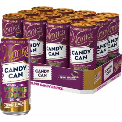 Candy Can Wonka sycená limonáda s příchutí karamelového jablka bez cukru 12 x 330 ml