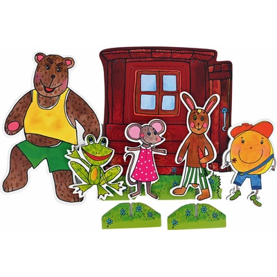 Marionetino bábky Boudo, budko s Koblížkom 5 ks + domček