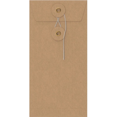 Barevné obálky se šňůrkovým a kotoučovým uzávěrem - 220 x 110 mm (DL) - Manilová