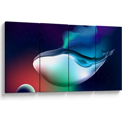 Obraz - Vesmírná velryba, Čtyřdílný 160x80 cm