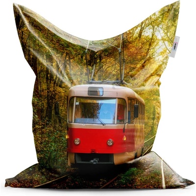 Sablio Sedací vak červená tramvaj v lese 150x100 cm