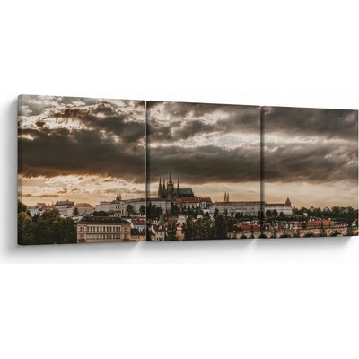 Obraz - zamračená Praha, třídílný 120x40 cm