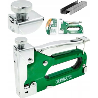 Stalco S-21410 profesionálna čalúnnická sponkovačka 4–14 mm, sada so 1000 sponkami 12 mm