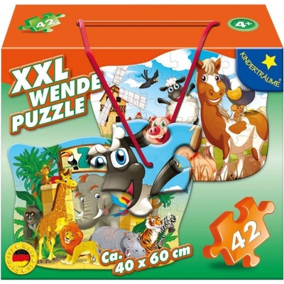 M.I.C. Oboustranné Zvířátka ze statku a ze ZOO XXL 42 dílků