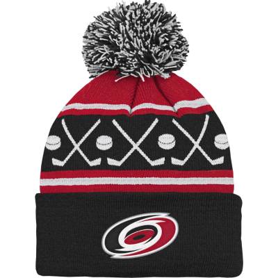 Outerstuff Detská predškolská zimná čiapka Carolina Hurricanes NHL Face-Off Cuff Pom