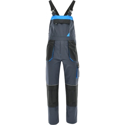 Sara Workwear pracovní kalhoty s laclem RAMBO šedé modré
