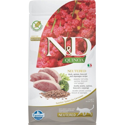 N&D Quinoa CAT Neutered Duck &Broccoli&Asparagus 1,5 kg