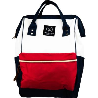 Lara Bags LÁTKOVÝ BATOH Modrá/Biela/Červená