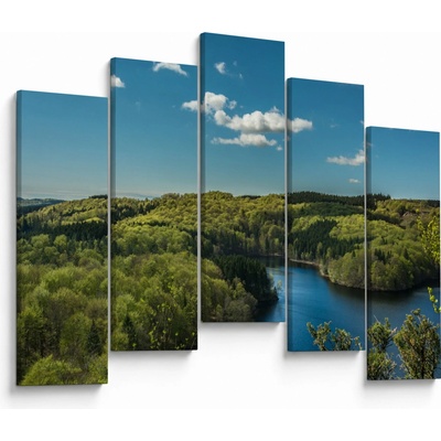 Obraz - Jezero v lesích, pětidílný 125x90 cm